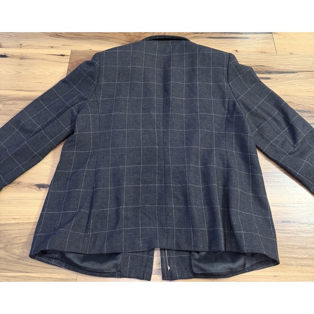 Lauren Ralph Lauren Womens 20W Lambswool Windowpane Coat Gray Hidden Button - Picture 11 of 13